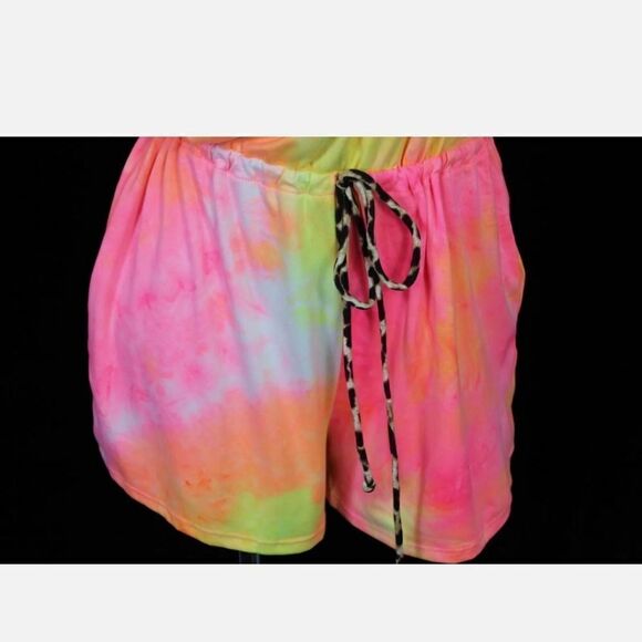 WHITE BIRCH LEISURE ROMPER TIE DYE LEOPARD TRIM SIZE LARGE NWOT - Picture 8 of 11